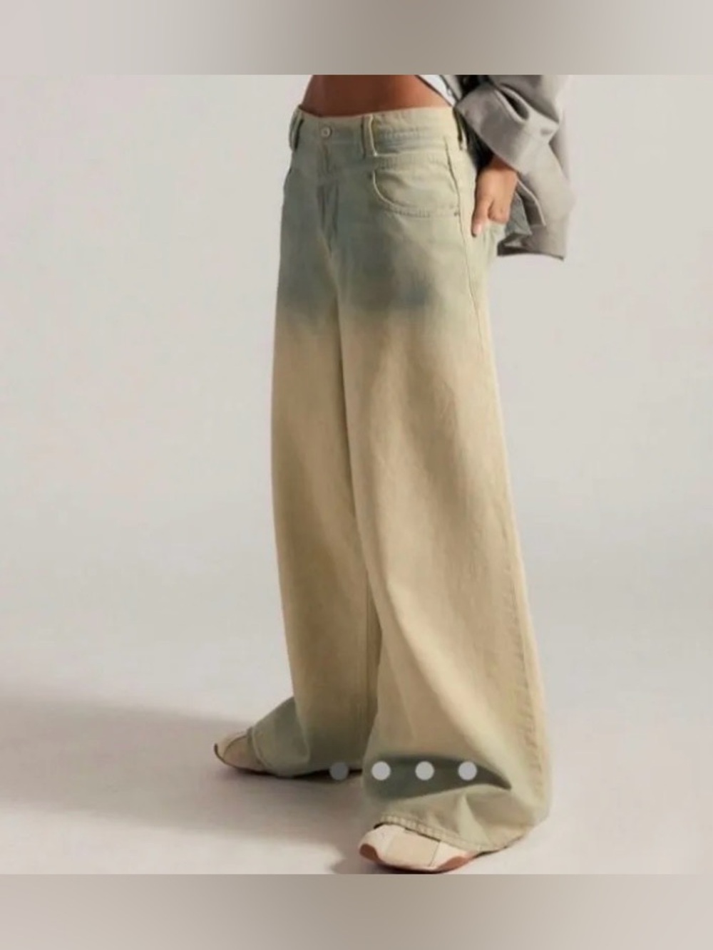 Free People We The Free Give And Take Baggy Wide-Leg Jeans. NWT. Key lime pie